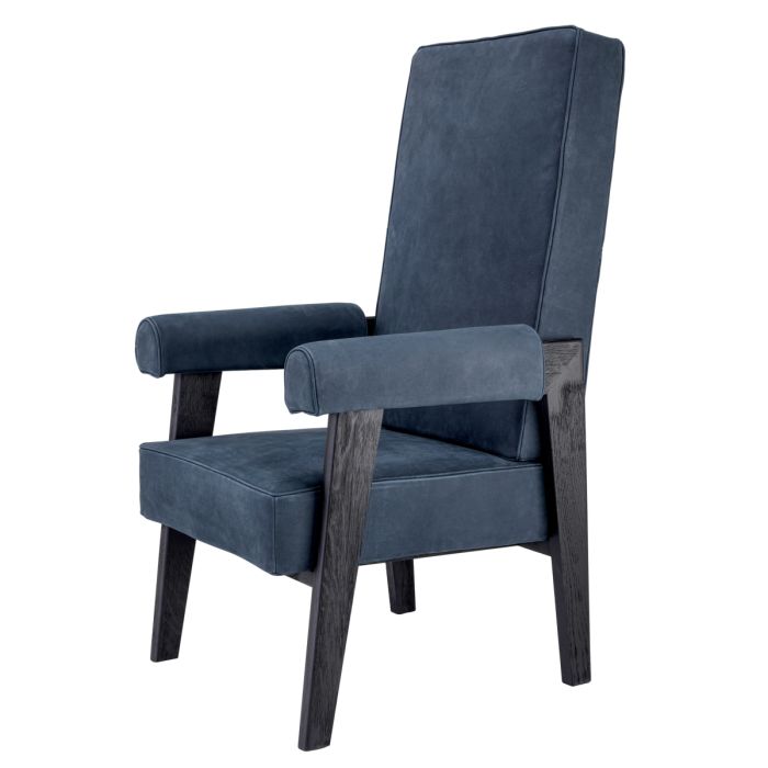 Fauteuil haut en nubuck bleu | Eichholtz Felippe
