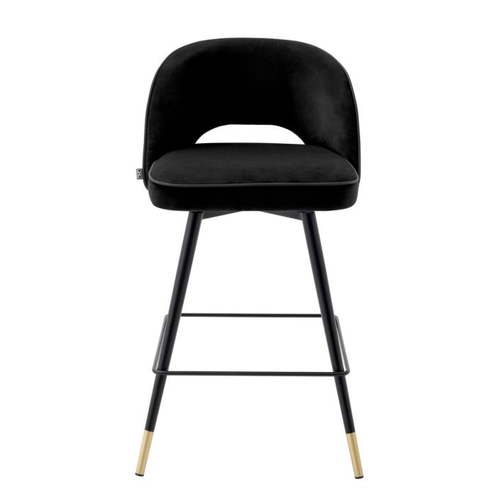 Chaise de comptoir en velours noir (lot de 2) | Eichholtz Cliff