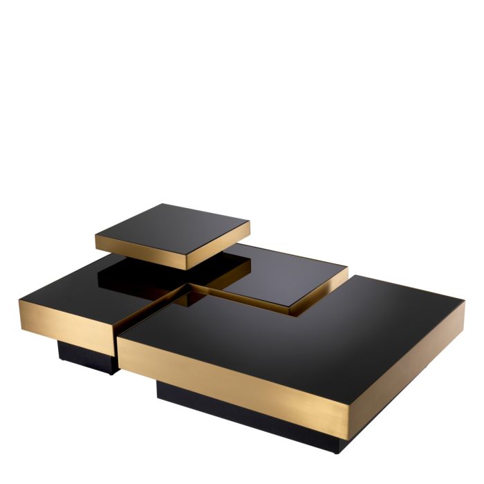 Table basse dorée en verre noir (lot de 4) | Eichholtz Nio