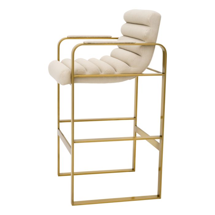 Chaise de bar dorée en tissu sable | Eichholtz Olsean