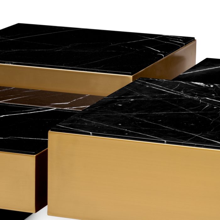 Table basse dorée marbre noir (lot de 4) | Eichholtz Esposito