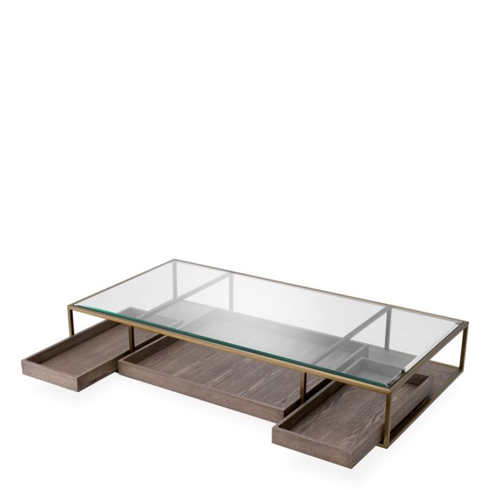 Table basse en verre et en bois marron | Eichholtz Roxton