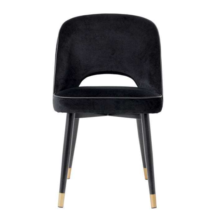 Chaise de salle à manger en velours noir (lot de 2) | Eichholtz Cliff