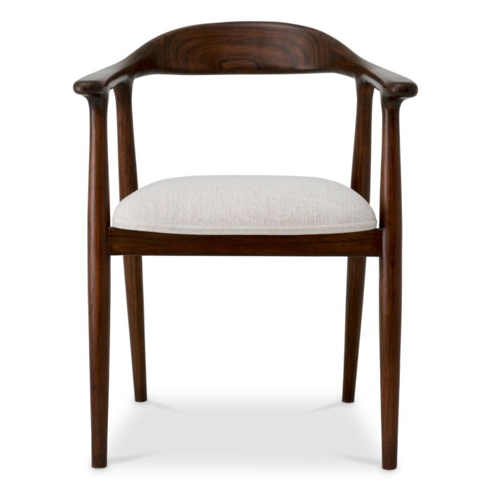 Chaise de salle à manger marron en tissu crème | Eichholtz Beale