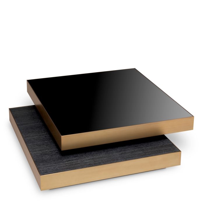 Table basse en laiton brossé et chêne anthracite | Eichholtz Shelton