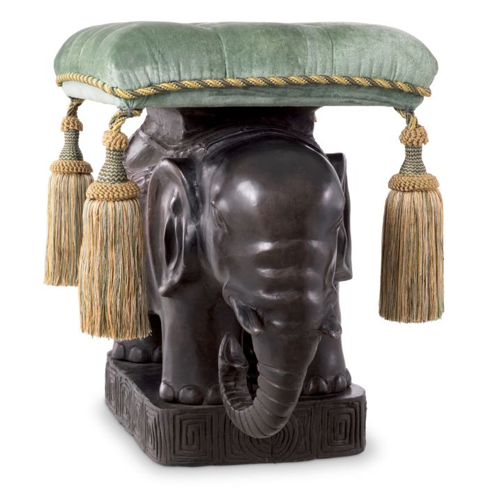 Pouf en bronze et velours vert | Eichholtz Elephant