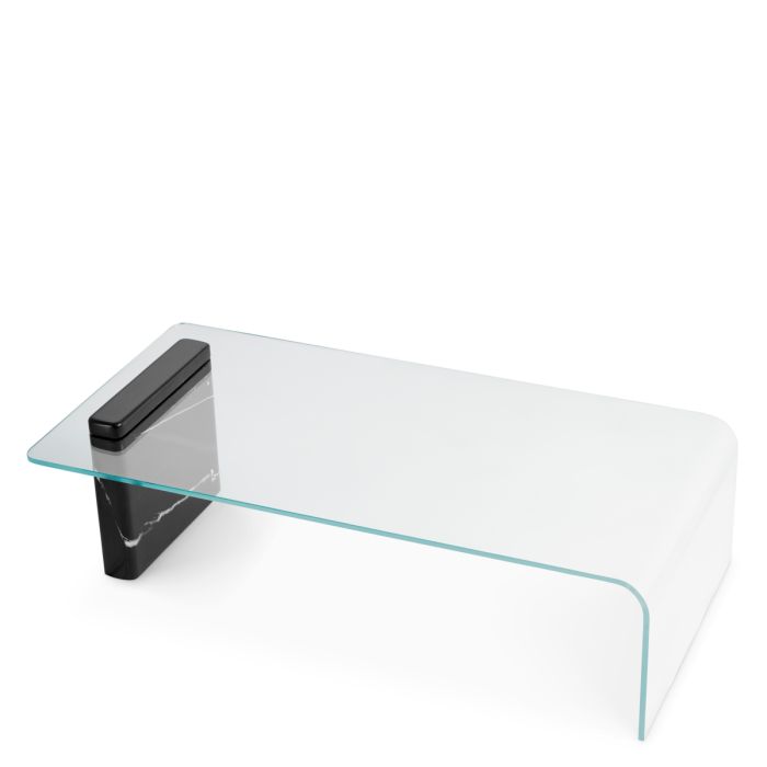 Table basse en marbre noir et verre transparent | Eichholtz Stonecrest