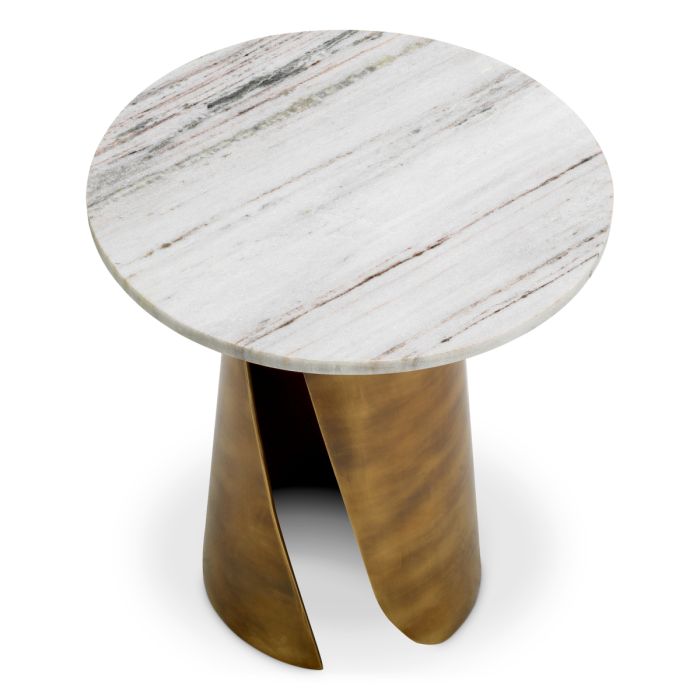 Table d'appoint dorée en marbre blanc | Eichholtz Nuova