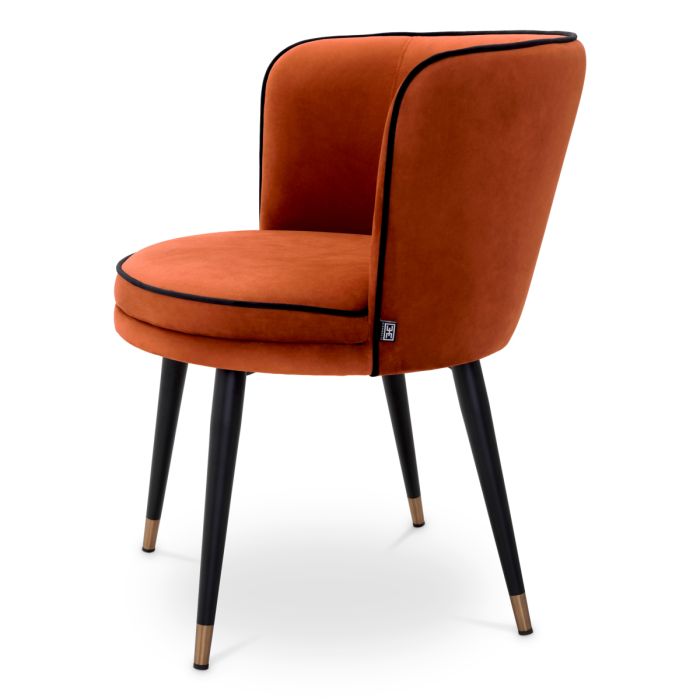 Chaise de salle à manger en velours orange | Eichholtz Grenada