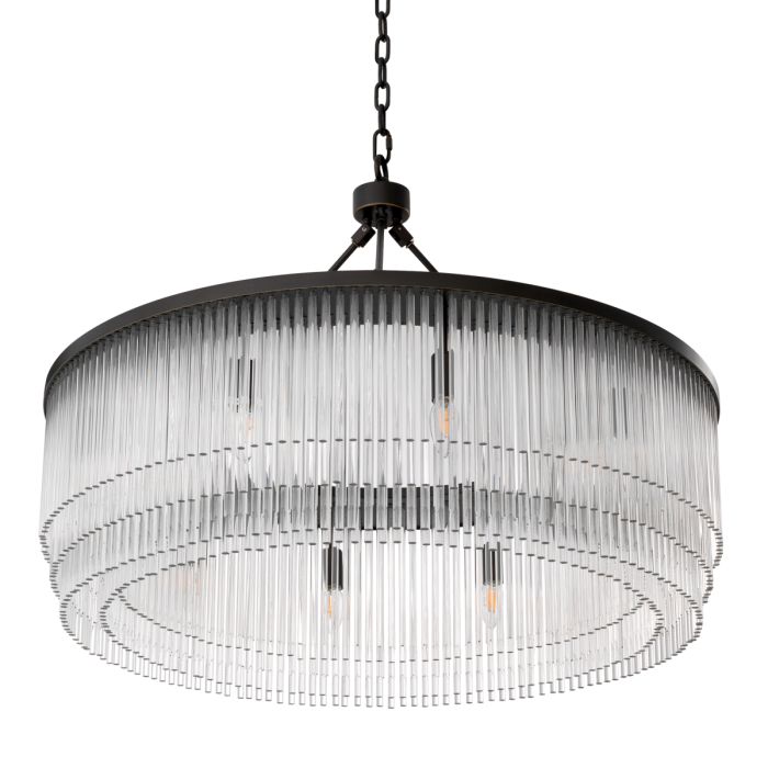 Lustre en bronze et en verre transparent | Eichholtz Hector L