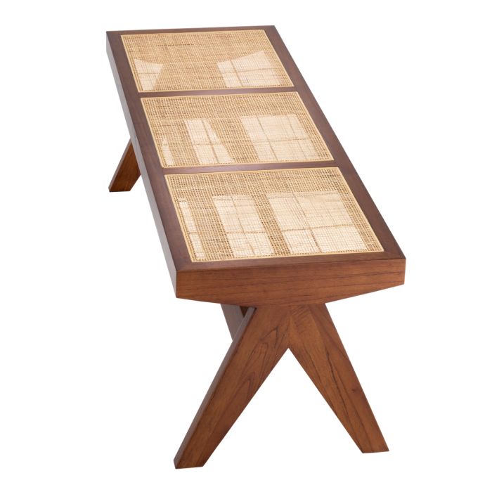 Banc en rotin et en bois marron | Eichholtz Arnaud