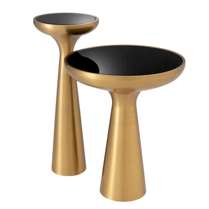 Table d'appoint en laiton brossé et verre noir | Eichholtz Lindos High