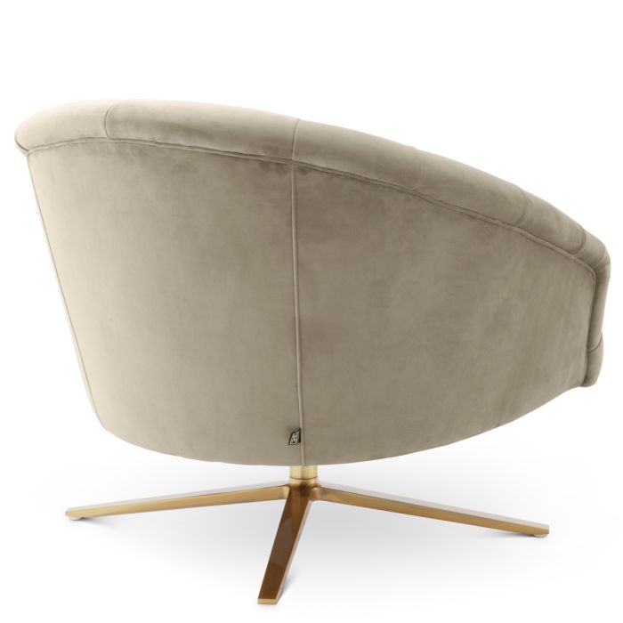 Fauteuil pivotant en velours greige | Eichholtz Gardner