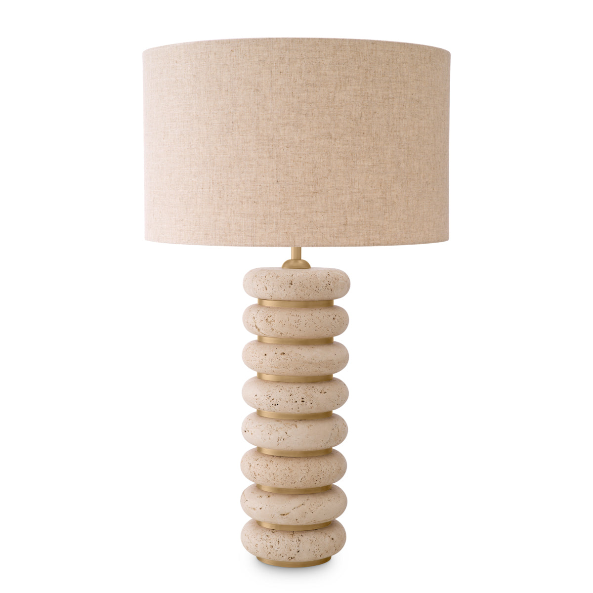 Lampe de table en travertin et laiton antique avec abat-jour | Eichholtz Baron - vue d'ambiance | REMO-HOME