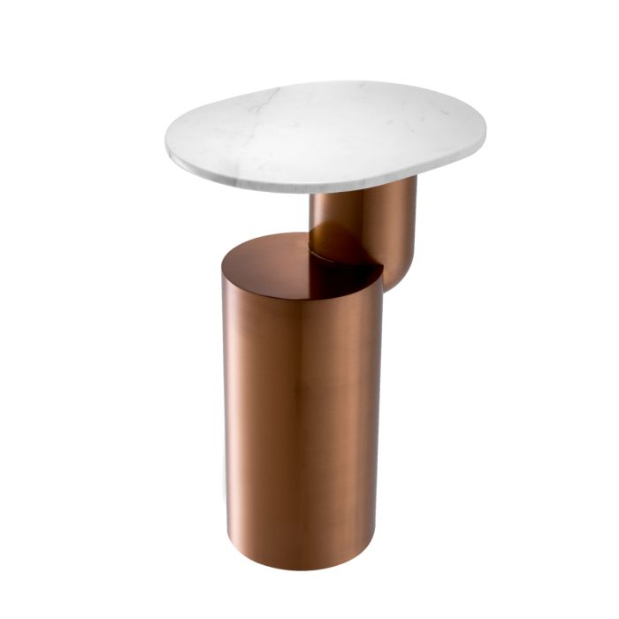 Table d'appoint cuivrée en marbre blanc | Eichholtz Tosca