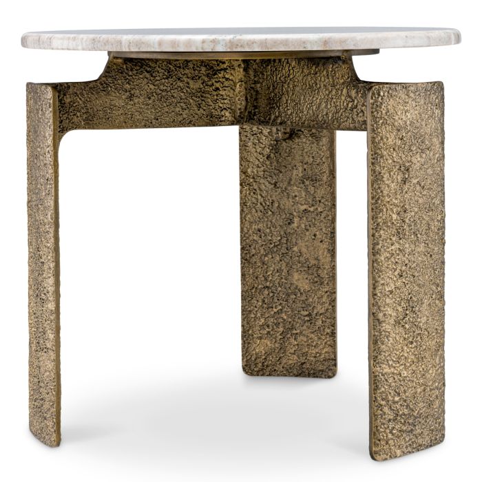 Table d'appoint dorée en marbre beige | Eichholtz Bodega