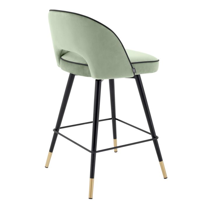 Chaise de comptoir en velours vert (lot de 2) | Eichholtz Cliff