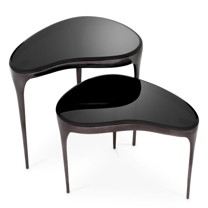 Table d'appoint en bronze et verre noir (lot de 2) | Eichholtz Zena