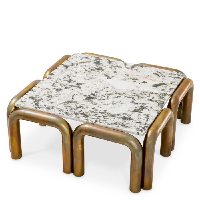 Table basse dorée en marbre blanc | Eichholtz Sunwood