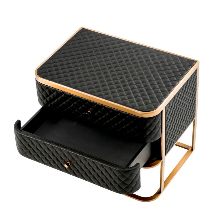 Table de chevet en similicuir noir | Eichholtz Monfort