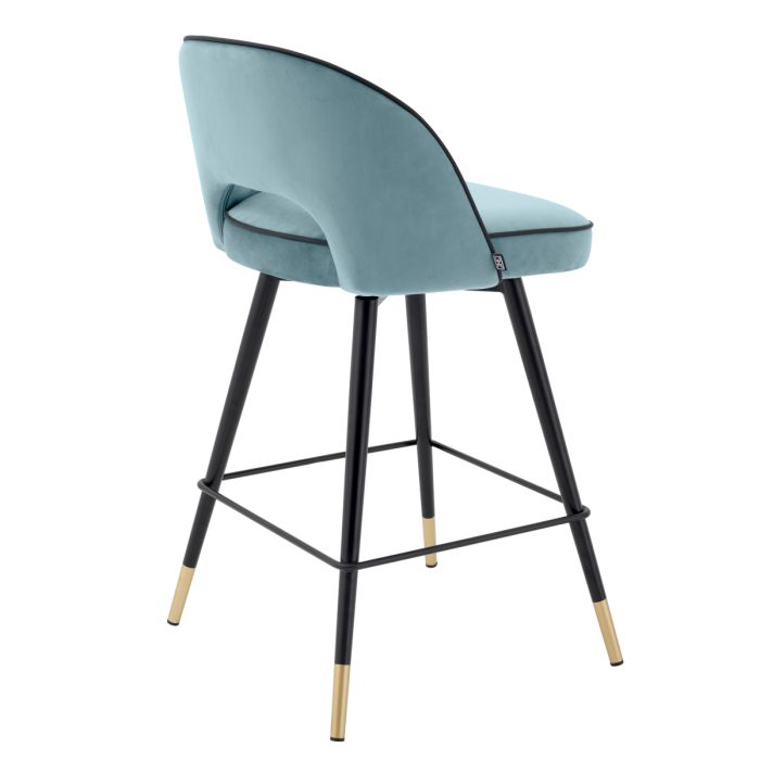 Chaise de comptoir en velours bleu (lot de 2) | Eichholtz Cliff