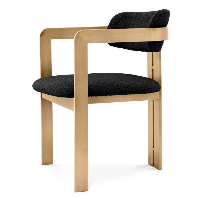 Chaise de salle à manger bouclé noir | Eichholtz Donato