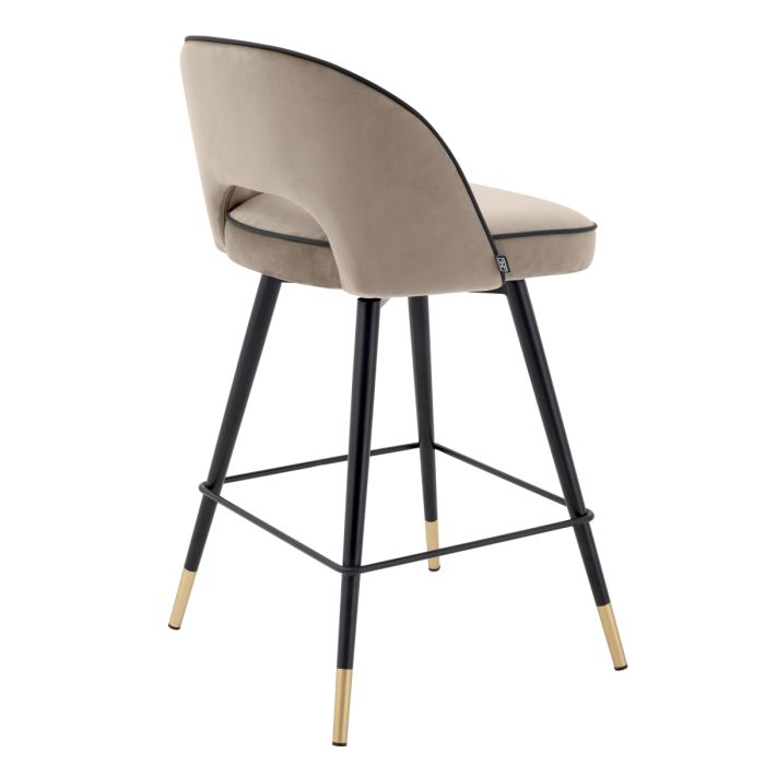 Chaise de comptoir en velours greige (lot de 2) | Eichholtz Cliff