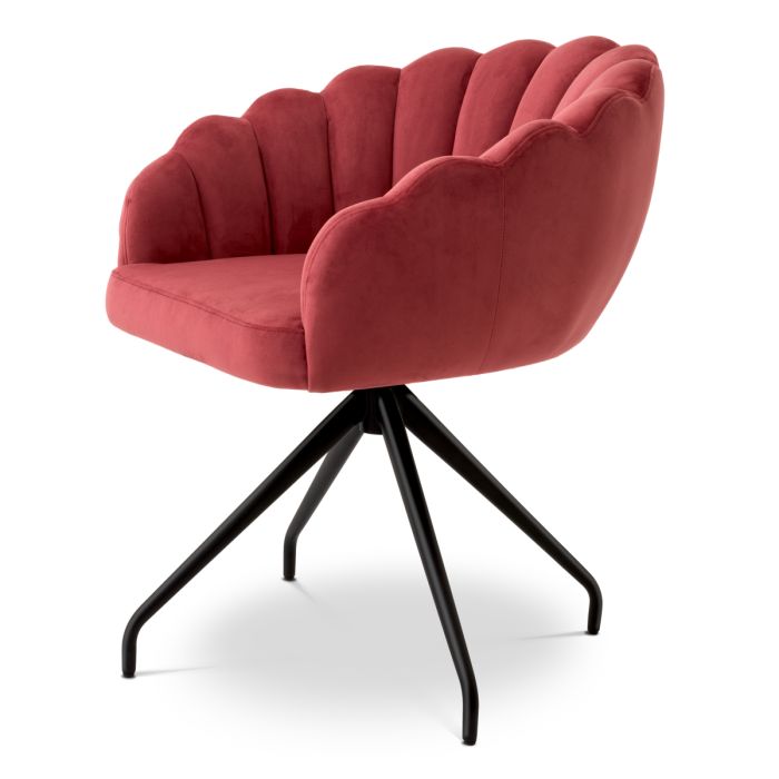 Chaise de salle à manger pivotante en velours rouge | Eichholtz Luzern