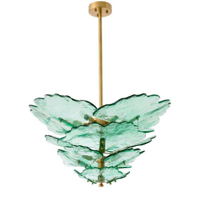 Lustre doré en verre transparent vert | Eichholtz Florina