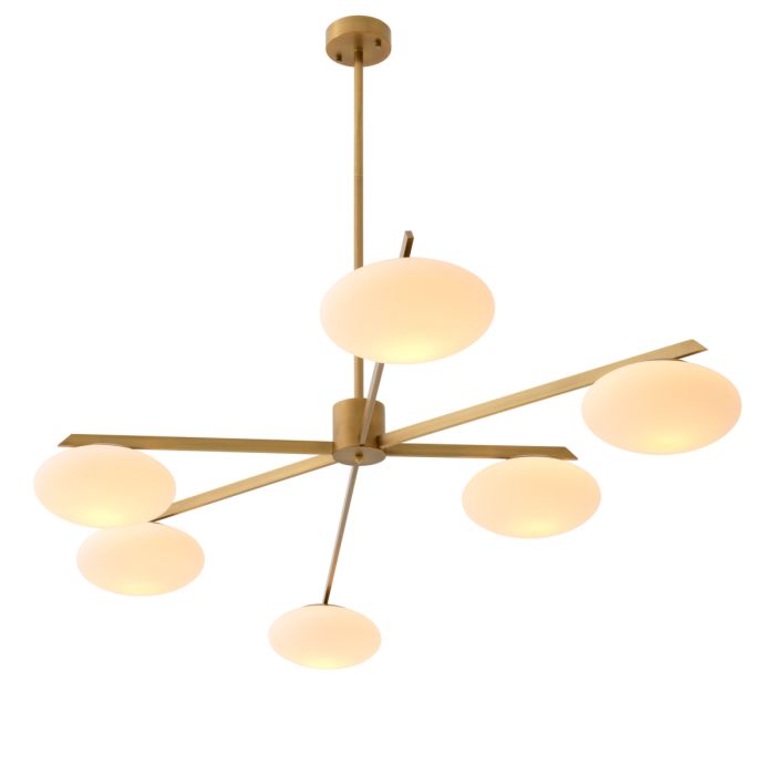 Lustre doré en verre blanc | Eichholtz Evergreen L