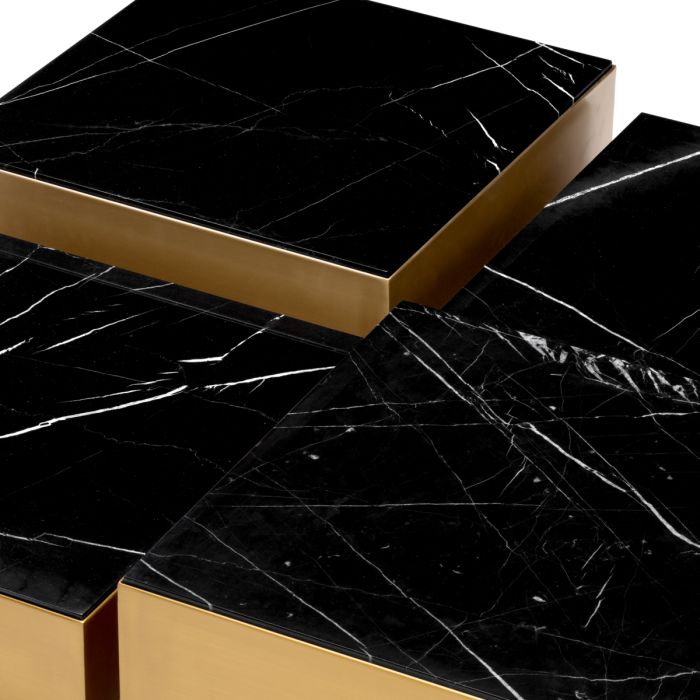 Table basse dorée marbre noir (lot de 4) | Eichholtz Esposito