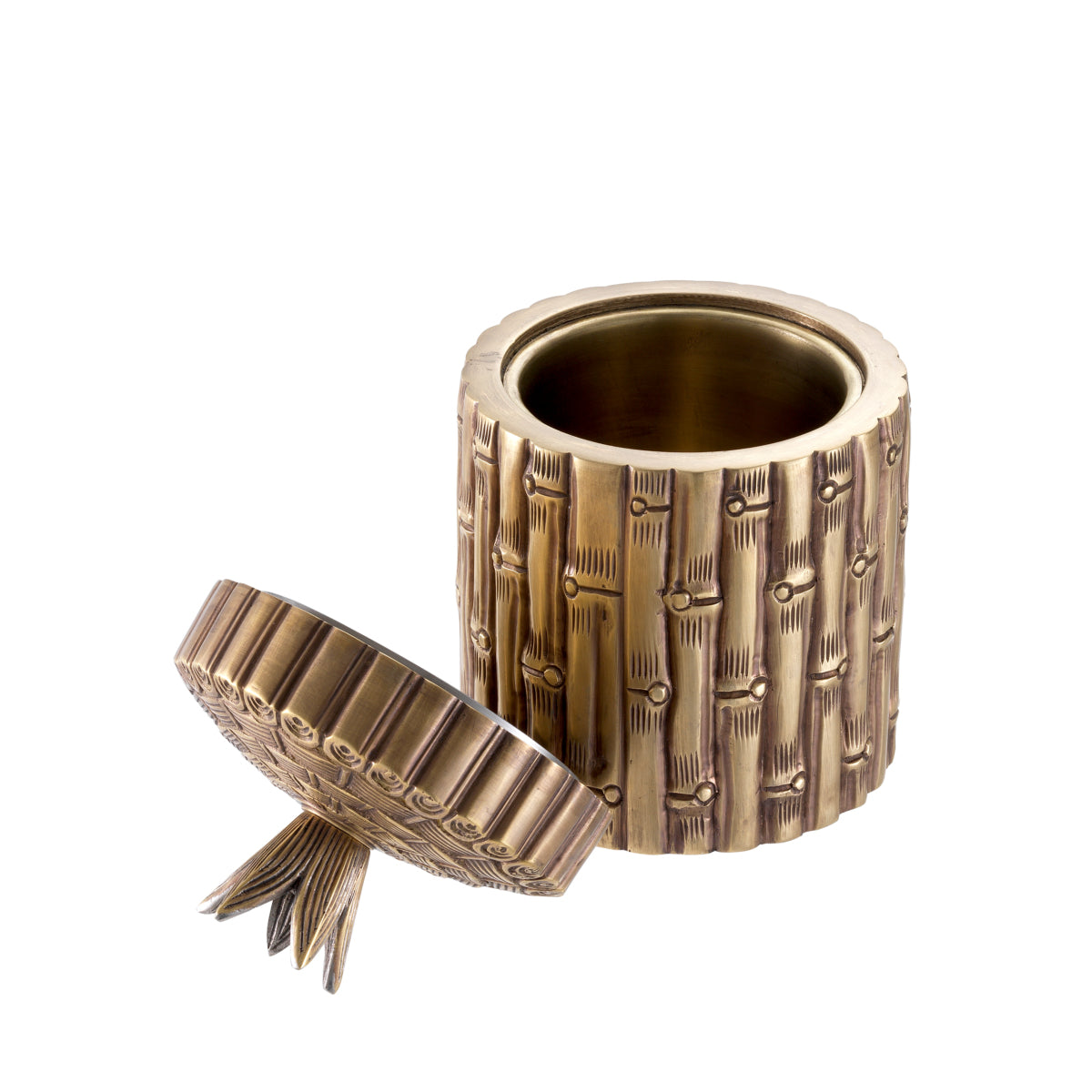 Boîte en bambou à finition laiton vintage ronde | Eichholtz Box Bamboo - vue d'ambiance | REMO-HOME