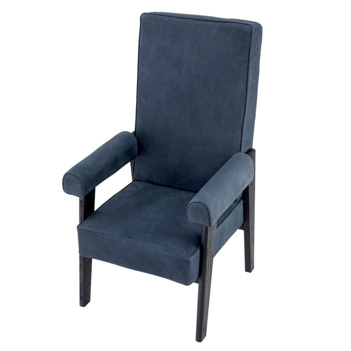 Fauteuil haut en nubuck bleu | Eichholtz Felippe
