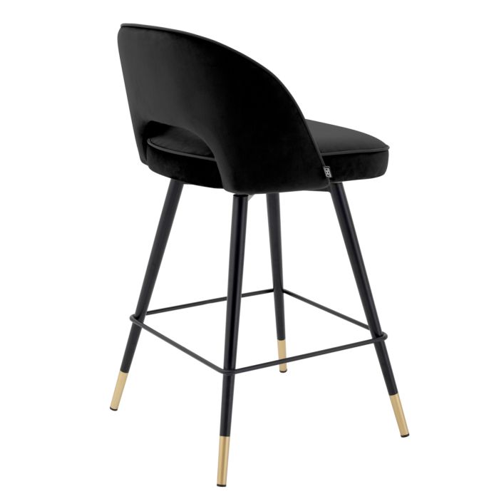 Chaise de comptoir en velours noir (lot de 2) | Eichholtz Cliff