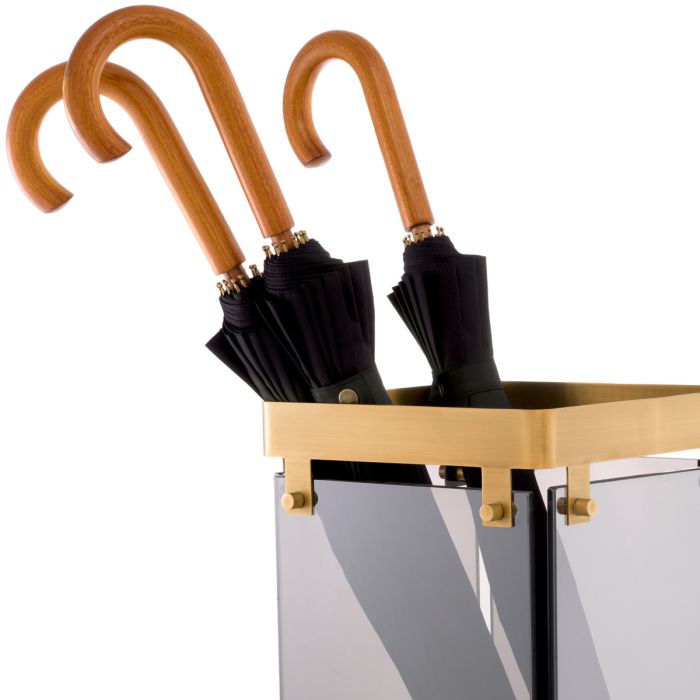 Porte-parapluie en laiton et verre fumé | Eichholtz Heston