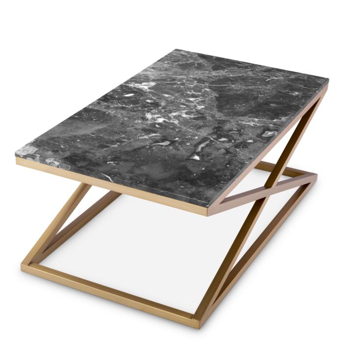 Table basse dorée en marbre gris | Eichholtz Criss Cross