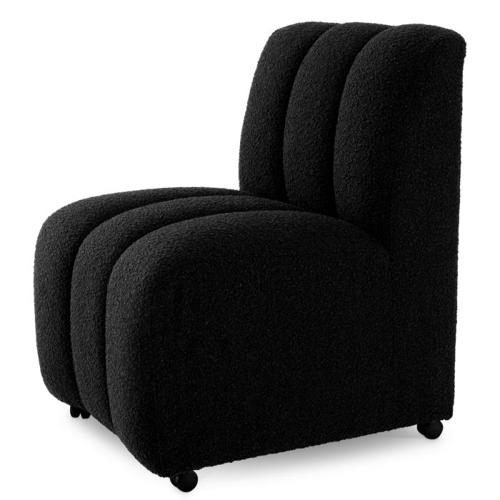 Chaise de salle à manger bouclé noir | Eichholtz Kelly