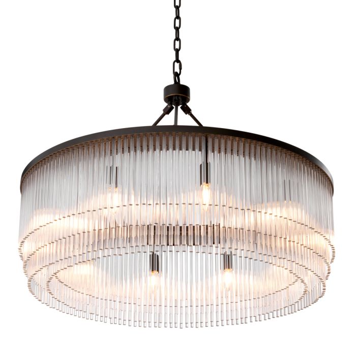Lustre en bronze et en verre transparent | Eichholtz Hector L