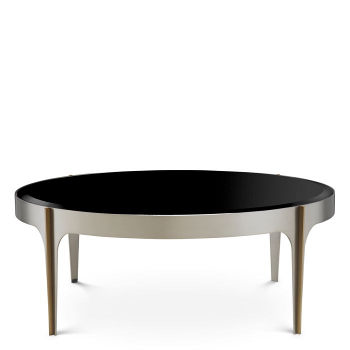 Table basse en verre noir et métal brossé | Eichholtz Artemisa S