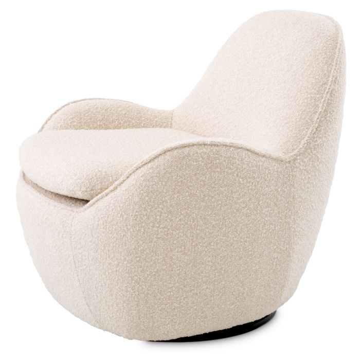 Fauteuil pivotant bouclé crème | Eichholtz Cupido