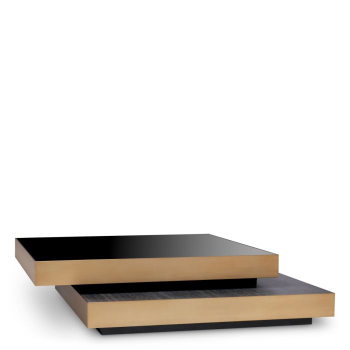 Table basse en laiton brossé et chêne anthracite | Eichholtz Shelton