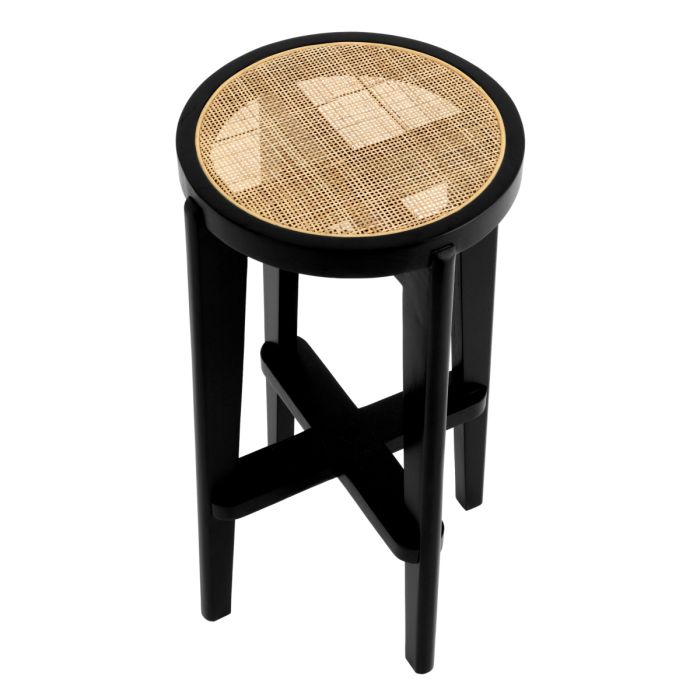Tabouret de bar noir en rotin | Eichholtz Dareau S