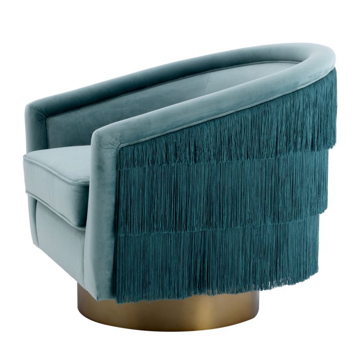 Fauteuil pivotant en velours bleu | Eichholtz Le Vante