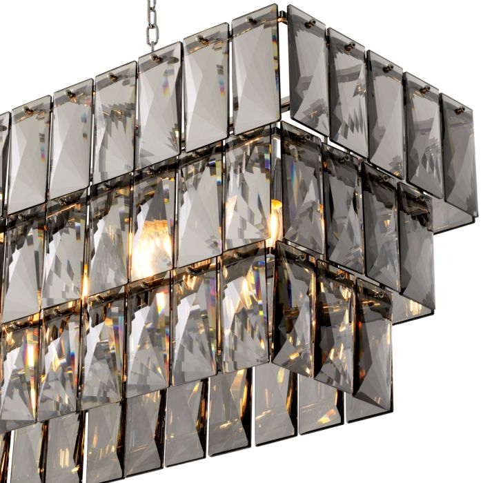 Lustre rectangulaire nickelé en cristal fumé | Eichholtz Amazone
