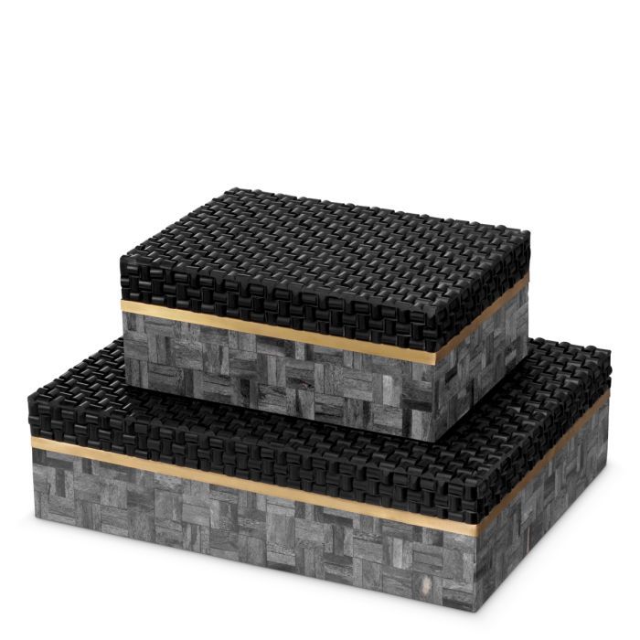 Boîte en résine noire et grise | Eichholtz Seaside S