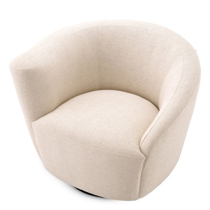 Fauteuil pivotant en tissu blanc écru | Eichholtz Colin R