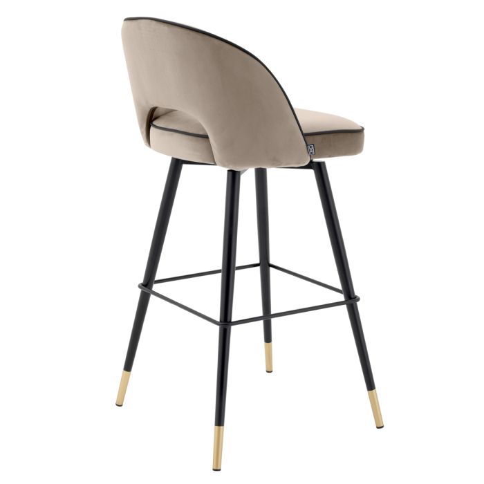 Chaise de bar en velours greige (lot de 2) | Eichholtz Cliff