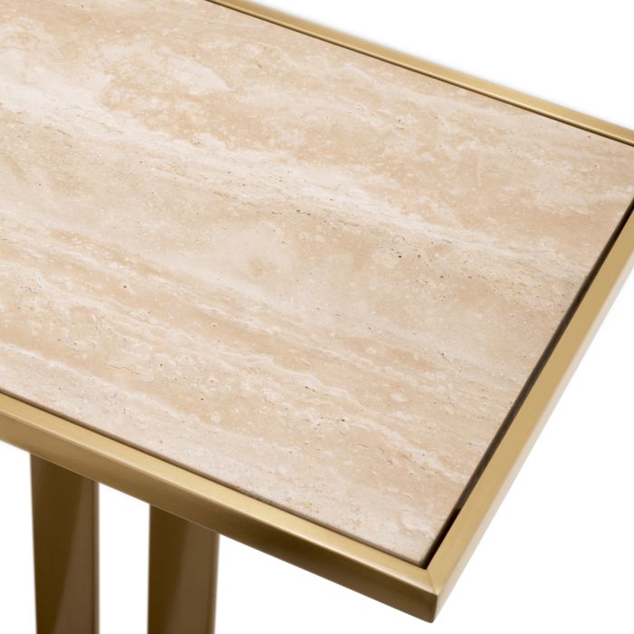 Console en laiton brossé et travertin | Eichholtz Beau Deco