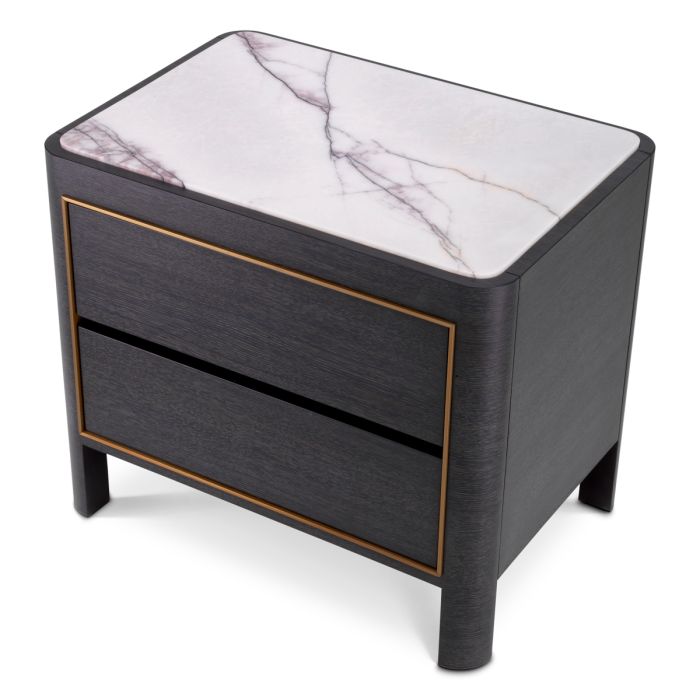 Table de chevet en chêne gris anthracite et marbre blanc | Eichholtz Corazon