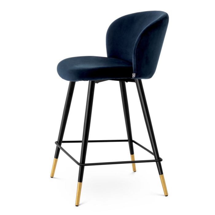 Chaise de comptoir en velours bleu nuit | Eichholtz Volante